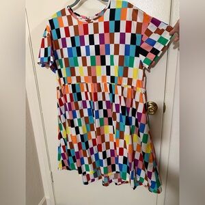 Checkered Rainbow Target Pride Collection Skater dress - Oversized Lewk🕺🤩